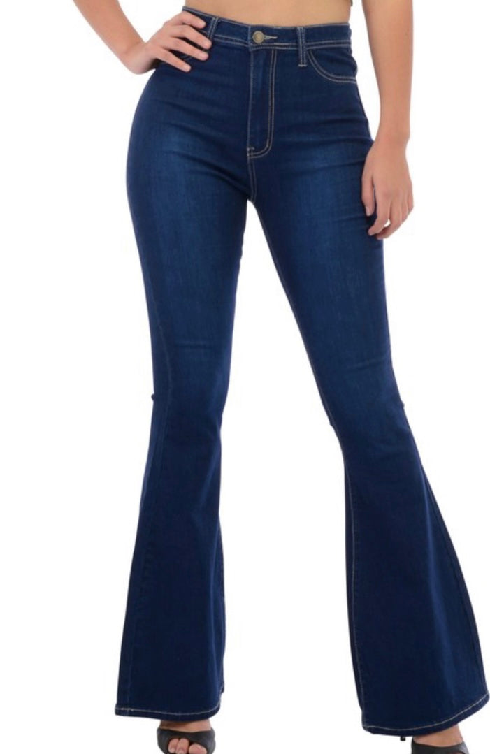 Priscila High Waisted Flared Dark Wash Jeans