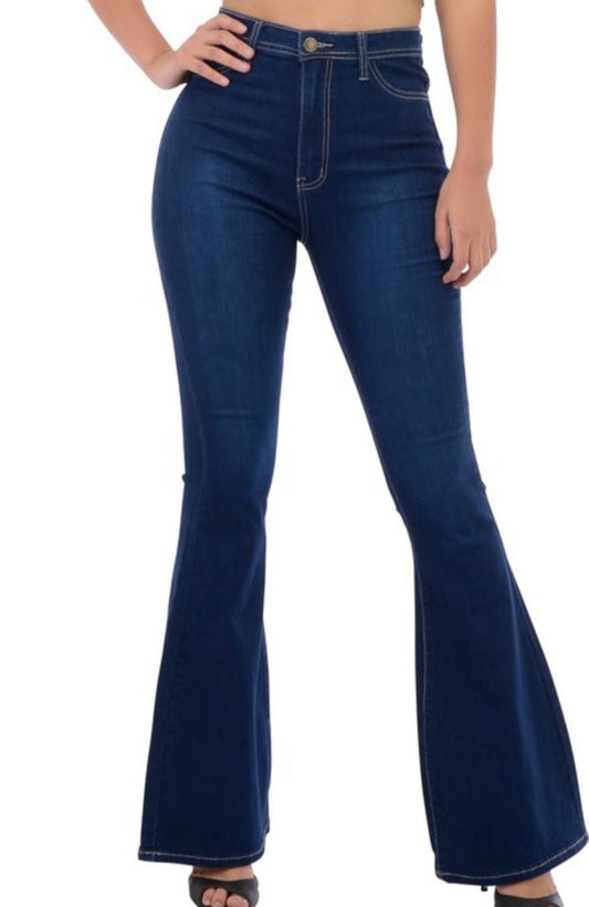 Priscila High Waisted Flared Dark Wash Jeans